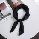 Soft Imitated Silk Fabric Solid Color Small Square Scarf Professional Silk Scarf for Women, Length: 70cm(Black)