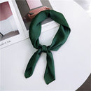 Soft Imitated Silk Fabric Solid Color Small Square Scarf Professional Silk Scarf for Women, Length: 70cm(Green)
