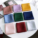 Soft Imitated Silk Fabric Solid Color Small Square Scarf Professional Silk Scarf for Women, Length: 70cm(Navy Blue)