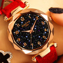 XIAOYA Fashion Women Star Sky Dial PU Leather Belt Quartz Wrist Watches(Green )