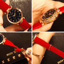 XIAOYA Fashion Women Star Sky Dial PU Leather Belt Quartz Wrist Watches(Green )