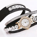 2 PCS Small Dial Diamond-plated Winding Bracelet Quartz Watch(Milky white)