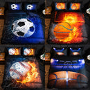 3D Printed Bedding Three-Piece Pillowcase Duvet Cover, Size:200x200cm(Basketball Fire)