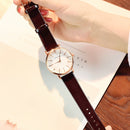 Ulzzang Simple Waterproof Large Dial Watch for Women(Brown Pink)