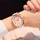 Ulzzang Simple Waterproof Large Dial Watch for Women(White pink)
