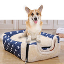 Foldable Pet Dog Bed Cat Bed House Pet Supplies for Small Medium Dogs Travel Kennels, Size:L(Blue Star)