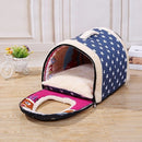 Foldable Pet Dog Bed Cat Bed House Pet Supplies for Small Medium Dogs Travel Kennels, Size:L(Blue Star)