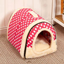 Foldable Pet Dog Bed Cat Bed House Pet Supplies for Small Medium Dogs Travel Kennels, Size:L(Pink Dot)