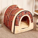 Foldable Pet Dog Bed Cat Bed House Pet Supplies for Small Medium Dogs Travel Kennels, Size:M(Retro Brick Wall)