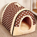 Foldable Pet Dog Bed Cat Bed House Pet Supplies for Small Medium Dogs Travel Kennels, Size:S(Coffee Dot)