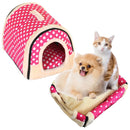 Foldable Pet Dog Bed Cat Bed House Pet Supplies for Small Medium Dogs Travel Kennels, Size:S(Pink Dot)