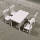 5 PCS / Set 1:12 Mini Dollhouse Furniture Wooden Dining Table Chair Set Pocket Toy(White)