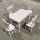 5 PCS / Set 1:12 Mini Dollhouse Furniture Wooden Dining Table Chair Set Pocket Toy(White)