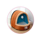 Pet Dog Cat Warm Soft Bed Pet Cushion Dog Kennel Cat Castle Foldable Puppy House with Toy Ball, Size:M(Camel Color)