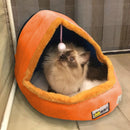 Pet Dog Cat Warm Soft Bed Pet Cushion Dog Kennel Cat Castle Foldable Puppy House with Toy Ball, Size:M(Orange)