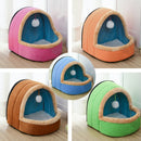 Pet Dog Cat Warm Soft Bed Pet Cushion Dog Kennel Cat Castle Foldable Puppy House with Toy Ball, Size:M(Blue)