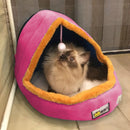 Pet Dog Cat Warm Soft Bed Pet Cushion Dog Kennel Cat Castle Foldable Puppy House with Toy Ball, Size:M(Pink)