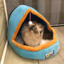 Pet Dog Cat Warm Soft Bed Pet Cushion Dog Kennel Cat Castle Foldable Puppy House with Toy Ball, Size:M(Pink)