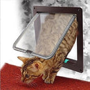 Pet Door 4 Ways Lockable Security Flap Door for Dog Cat Kitten Wall Mount Door Animal Small Pet Cat Dog Gate Door, Size:L(Coffee)
