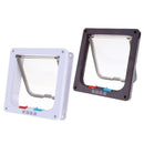Pet Door 4 Ways Lockable Security Flap Door for Dog Cat Kitten Wall Mount Door Animal Small Pet Cat Dog Gate Door, Size:L(Coffee)