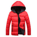 Stylish Slim Men Hooded Cotton Coat, Size:XXXL(Red + Black)(Red + Black)