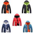 Stylish Slim Men Hooded Cotton Coat, Size:XXXXL(Black + Orange)(Black + Orange)