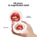 10 Lights LED Mini Makeup Mirror 3X Magnify Hand Held Fold PortableUSB Connect Cable Built-in Battery Chargeable Night Mirror