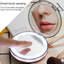 10 Lights LED Mini Makeup Mirror 3X Magnify Hand Held Fold PortableUSB Connect Cable Built-in Battery Chargeable Night Mirror