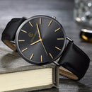 KEMANQI Simple Ultra-thin Waterproof Steel Mesh Belt Quartz Watch for Men( Ultra-thin black shell black dial black band)