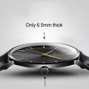 KEMANQI Simple Ultra-thin Waterproof Steel Mesh Belt Quartz Watch for Men(Ultra-thin Rose gold shell black dial black band)