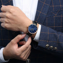 KEMANQI Simple Ultra-thin Waterproof Steel Mesh Belt Quartz Watch for Men(Ultra-thin Rose gold shell white dial coffee band)
