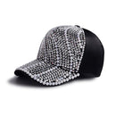 Rhinestone Personality Cap Women Spring And Summer Baseball Cap All-Match Hat, Size:Mï¼ˆ56-58cmï¼‰(Black)