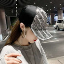 Rhinestone Personality Cap Women Spring And Summer Baseball Cap All-Match Hat, Size:Mï¼ˆ56-58cmï¼‰(Black)