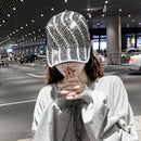 Rhinestone Personality Cap Women Spring And Summer Baseball Cap All-Match Hat, Size:Mï¼ˆ56-58cmï¼‰(White)