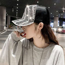Rhinestone Personality Cap Women Spring And Summer Baseball Cap All-Match Hat, Size:Mï¼ˆ56-58cmï¼‰(Gray)