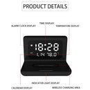 RT1 10W QI Universal Multi-function Mobile Phone Wireless Charger with Alarm Clock & Time / Calendar / Temperature Display(Black)