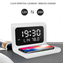 RT1 10W QI Universal Multi-function Mobile Phone Wireless Charger with Alarm Clock & Time / Calendar / Temperature Display(Black)