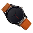 Men Simple Matte Leather Belt Quartz Watch(White Dial Brown Belt)