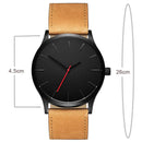 Men Simple Matte Leather Belt Quartz Watch(White Dial Brown Belt)
