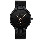 CRRJU 2150 Waterproof Round Dial Small Seconds Alloy Mesh Belt Quartz Watch for Men(Rose Gold Pointer)