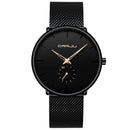CRRJU 2150 Waterproof Round Dial Small Seconds Alloy Mesh Belt Quartz Watch for Men(Rose Gold Pointer)