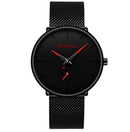 CRRJU 2150 Waterproof Round Dial Small Seconds Alloy Mesh Belt Quartz Watch for Men(Red Pointer)
