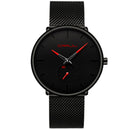 CRRJU 2150 Waterproof Round Dial Small Seconds Alloy Mesh Belt Quartz Watch for Men(Red Pointer)