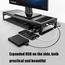Vaydeer Metal Display Increase Rack Multifunctional Usb Wireless Laptop Screen Stand, Style:L-High Configuration-Black(1xSplitter+4xUSB3.0)
