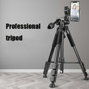 Q111 4-Section Folding Legs Live Broadcast Aluminum Alloy Tripod Mount with Three-dimensional Damping Tripod Heads(Red)