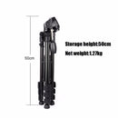 Q111 4-Section Folding Legs Live Broadcast Aluminum Alloy Tripod Mount with Three-dimensional Damping Tripod Heads(Black)