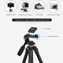 Q160a 4-Section Folding Legs Live Broadcast Aluminum Alloy Tripod Mount with Three-dimensional Tripod Heads & Wireless Remote Control