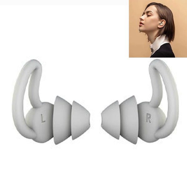 4 PCS / 2 Pair Shark Fin Nnti-falling and Noise-reducing Earplugs Anti-Noise Earplugs For Sleeping Dormitory Noise Cancelling And Noise Prevention Earplugs(Gray (2 Layers))