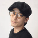 Britishretro Newsboy Cap Beret Octagonal Cap, Size: L(Black)