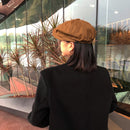 Britishretro Newsboy Cap Beret Octagonal Cap, Size: L(Black)